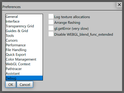 Debug preferences