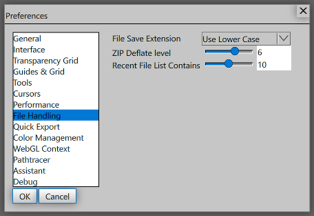 File Handling preferences