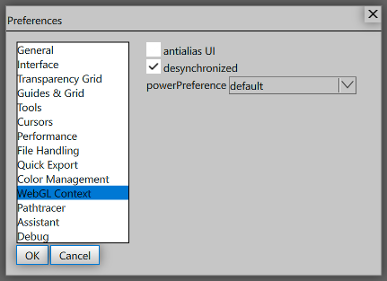 WebGL Context preferences