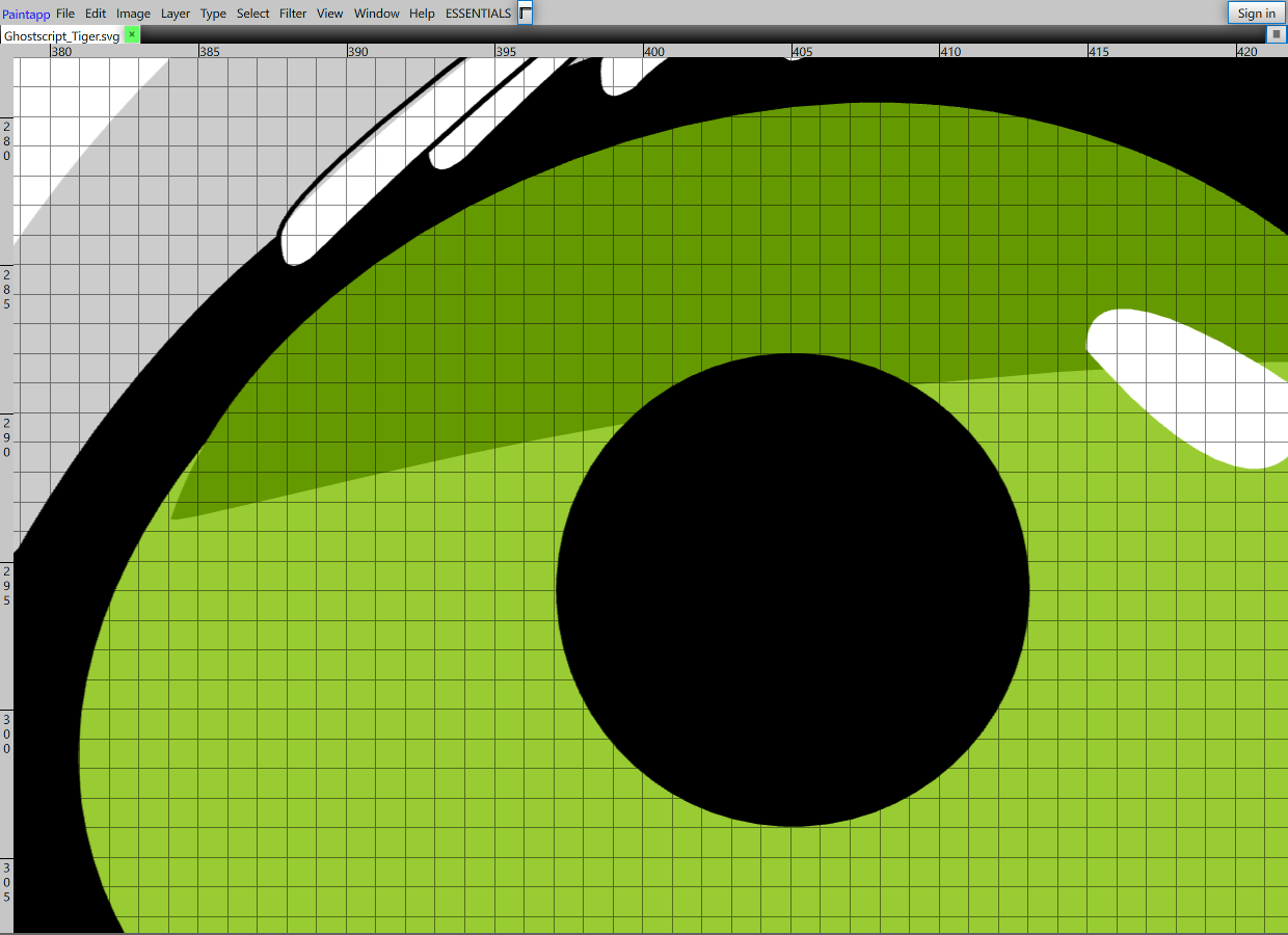 Vector mode at high zoom — smooth edges